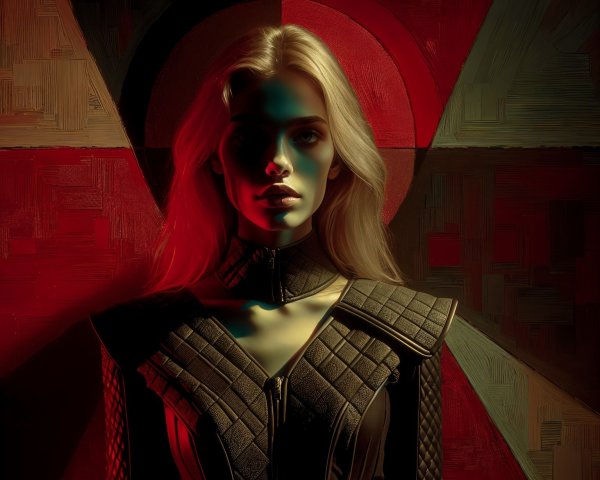 Futuristic Figure with Dramatic Lighting and Geometric Shapes