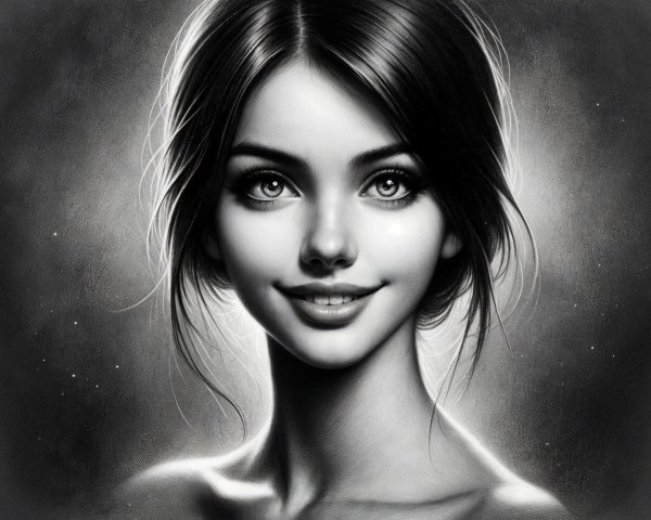 Monochromatic Portrait of a Young Woman with Warmth