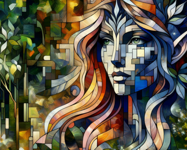 Abstract Geometric Representation of a Woman's Face