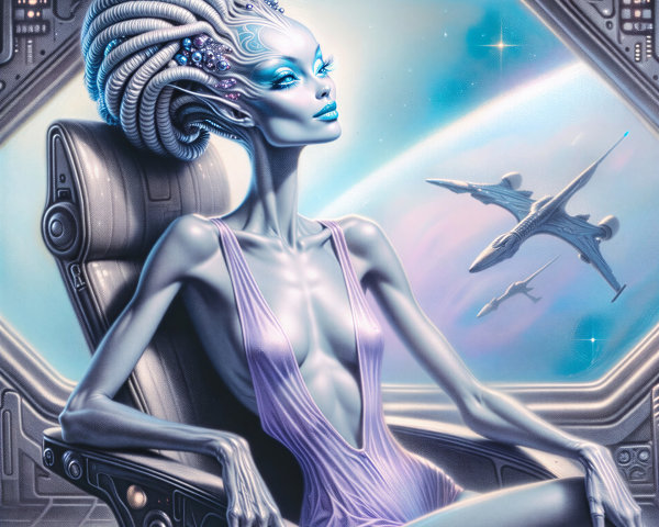 Extraterrestrial Figure in Futuristic Spacecraft Scene
