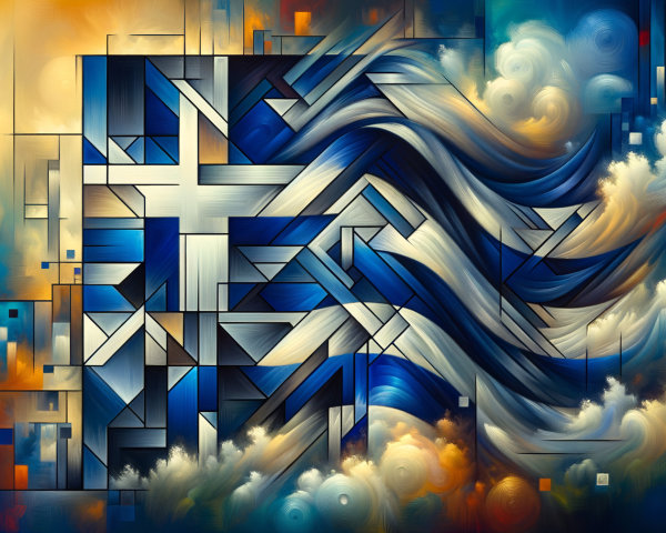 Abstract Composition of Geometric Shapes and Textures