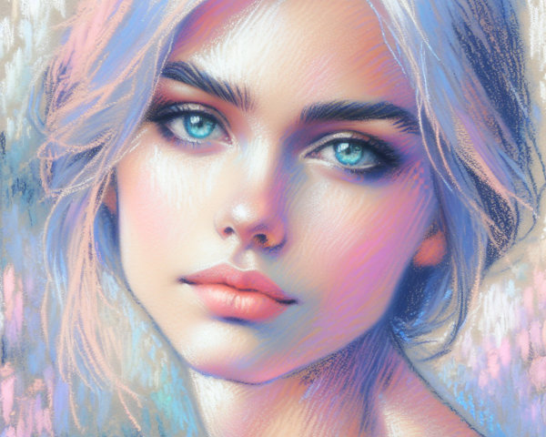 Portrait of a young woman with blue eyes and blonde hair