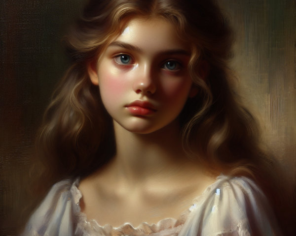 Portrait of a young girl with golden-brown hair
