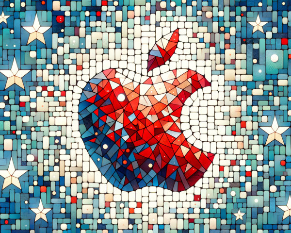 Vibrant Mosaic Design Featuring Apple Logo and Colors