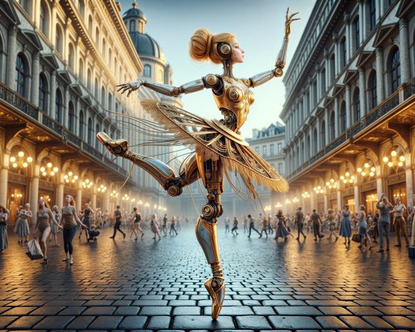 Robotic Ballerina Performance on Vintage Street