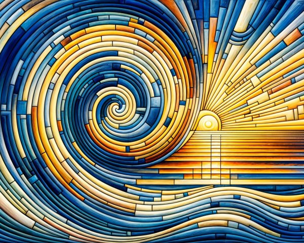 Vibrant Abstract Composition of Waves and Sunlight