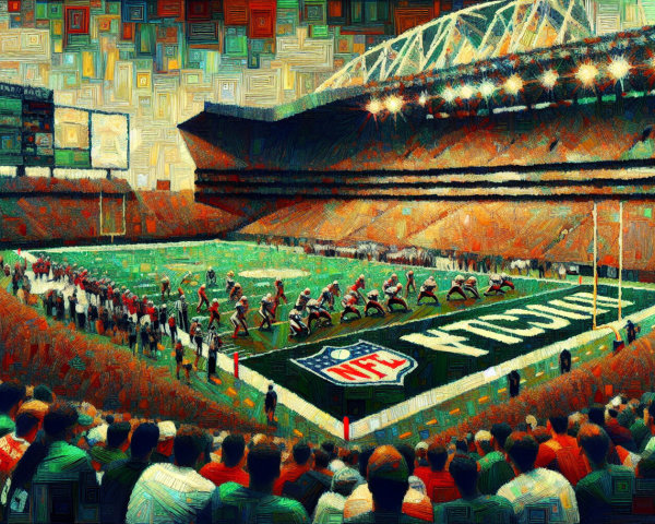 Vibrant Football Stadium Scene with Enthusiastic Fans