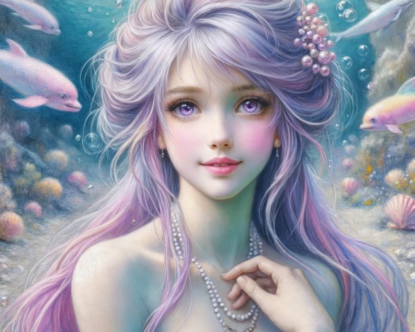 Underwater Scene with Woman and Colorful Marine Life