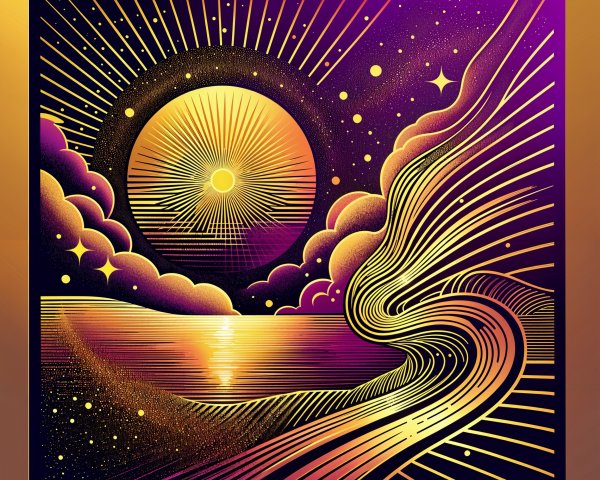 Vibrant Sunset Scene with Golden Rays and Clouds