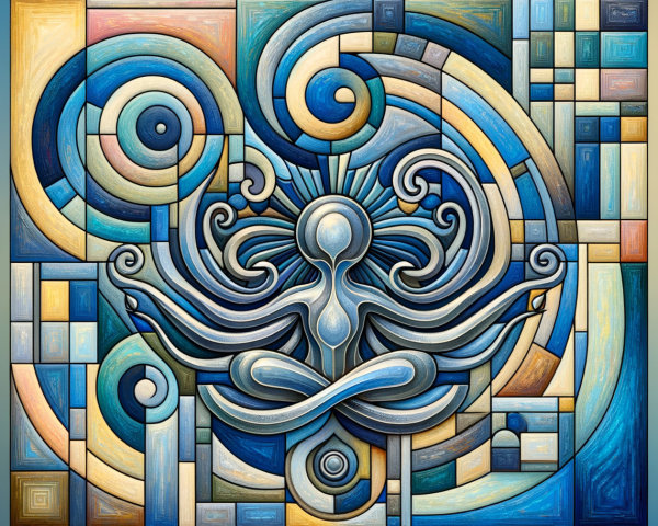 Abstract Meditating Figure with Serene Patterns