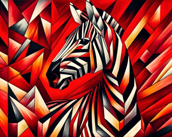 Abstract Zebra Art on Vibrant Red Background