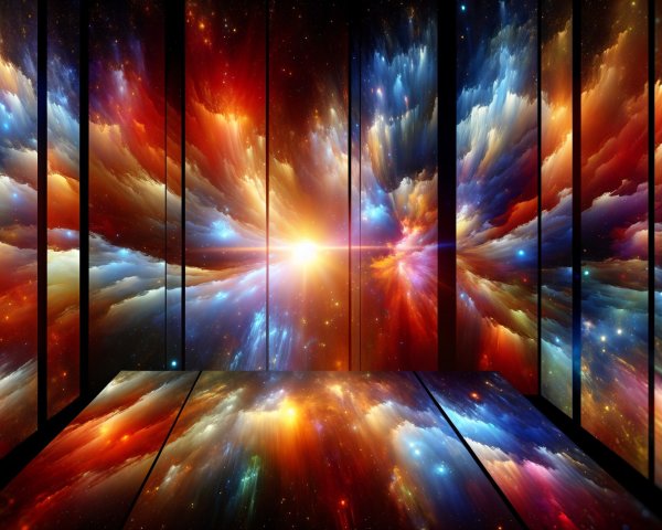 Cosmic Nebula Scene with Vibrant Colors and Stars