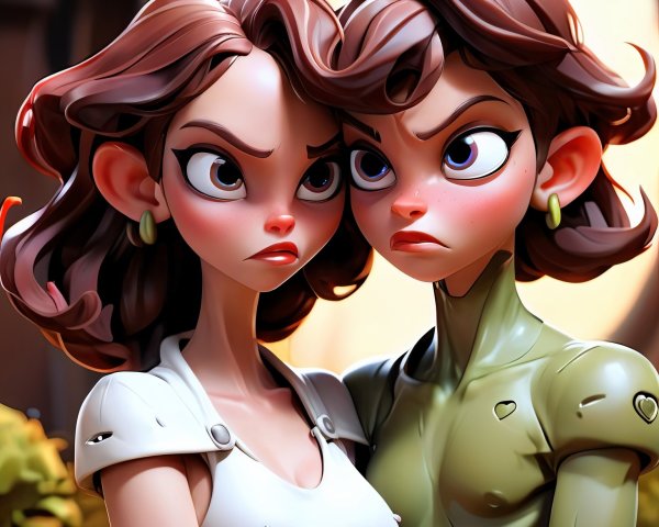 Stylized Animated Characters with Unique Hairstyles