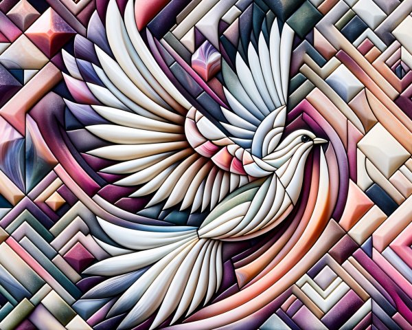 Abstract Bird in Flight with Geometric Shapes