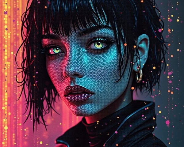 Portrait of a Woman with Green Eyes and Modern Bob