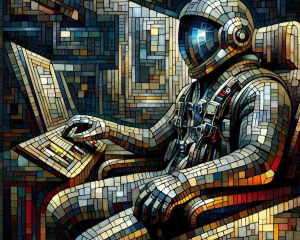 Stylized Astronaut in Futuristic Control Room Scene