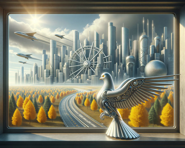 Futuristic Cityscape with Skyscrapers and Technology