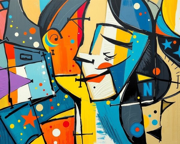 Abstract Composition with Bold Colors and Shapes