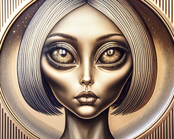 Stylized Portrait of a Woman with Ethereal Features