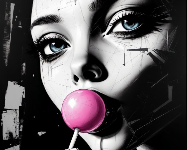Close-up of a young woman's face with bold makeup