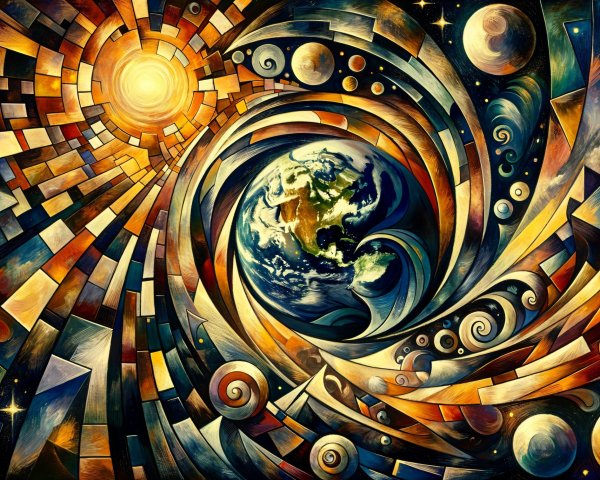 Abstract Cosmic Art Featuring Earth and Vibrant Colors
