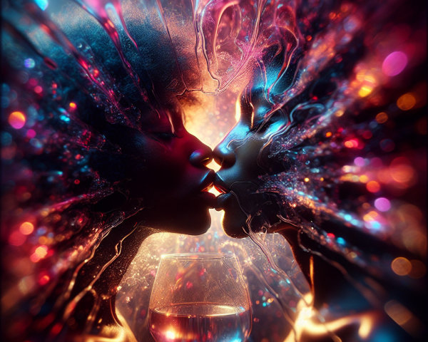 Abstract Figures with Flowing Hair in Surreal Colors