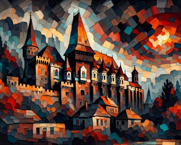 Majestic Castle in Dramatic Landscape with Vibrant Colors