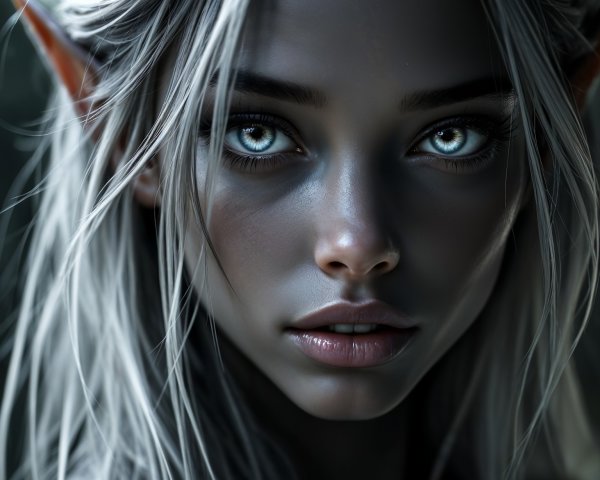 Close-Up Portrait of a Young Woman with Silvery Hair