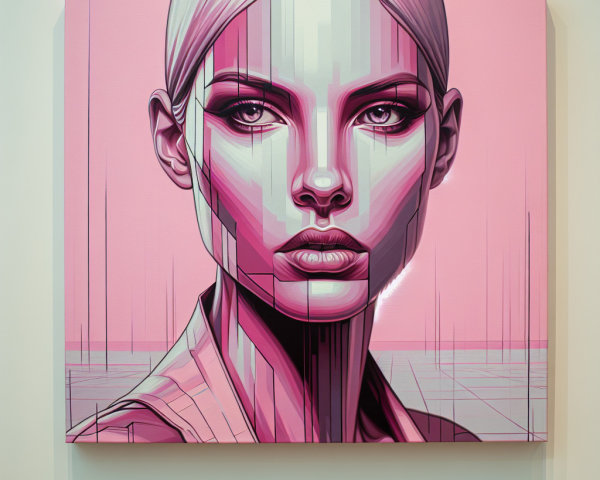 Futuristic Cybernetic Woman in Pop-Surrealism Art
