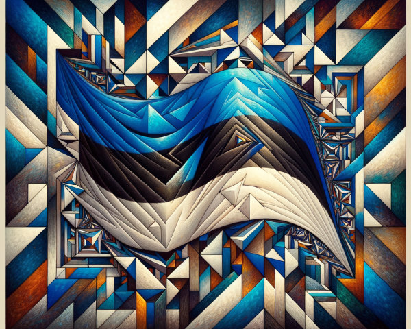 Abstract Estonian Flag with Dynamic Wave Design
