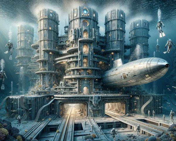 Intricate Underwater City with Futuristic Architecture