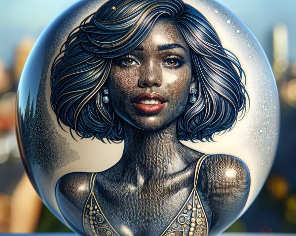 Porcelain Sphere with Portrait of Confident Woman