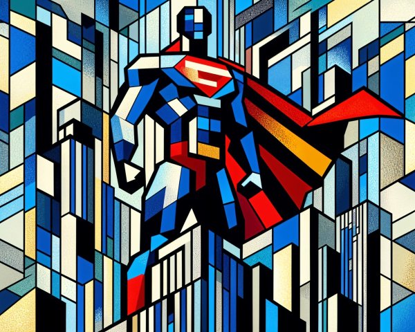 Vibrant Stained Glass Artwork of a Superhero Figure