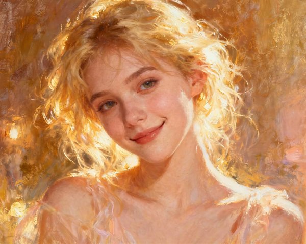 Close-Up Digital Painting of a Young Blonde Woman