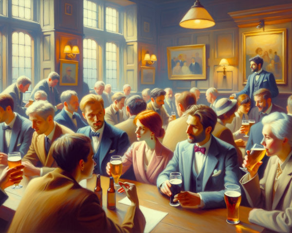 Lively Gathering in a Traditional Pub Setting