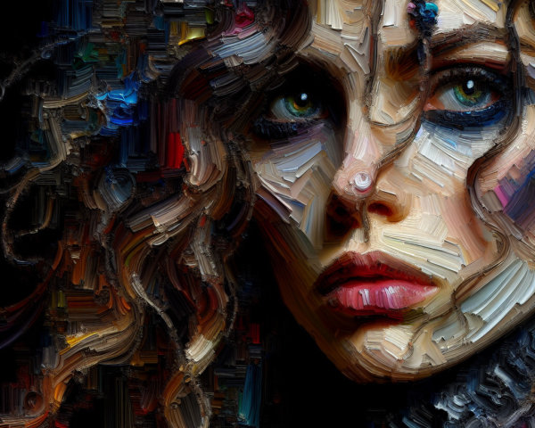 Close-Up of Woman with Green Eyes and Wavy Hair