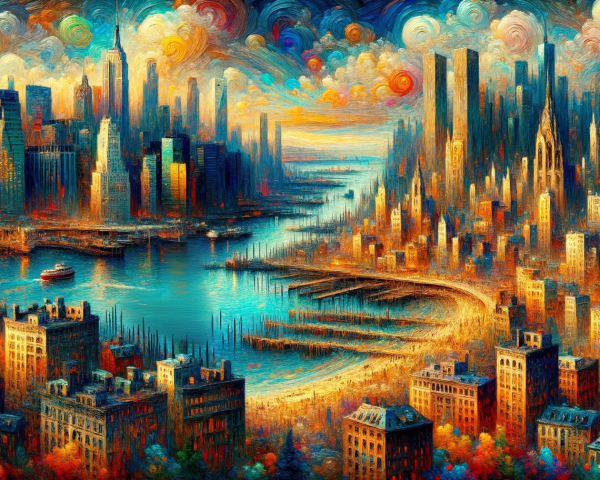 Impressionistic Cityscape of a Vibrant Metropolis
