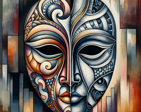 Abstract Face with Intricate Designs and Patterns