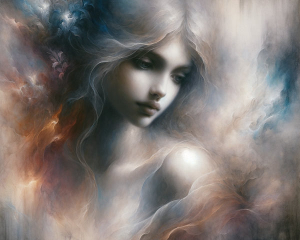 Ethereal Female Figure in Dreamy Abstract Background
