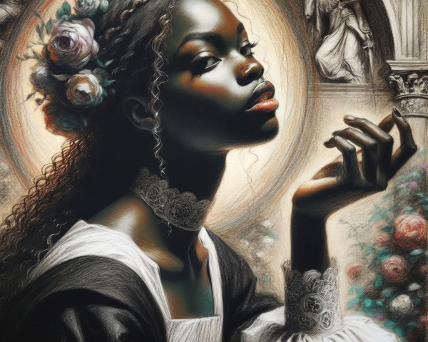 Elegant Portrait of a Young Black Woman in Gown