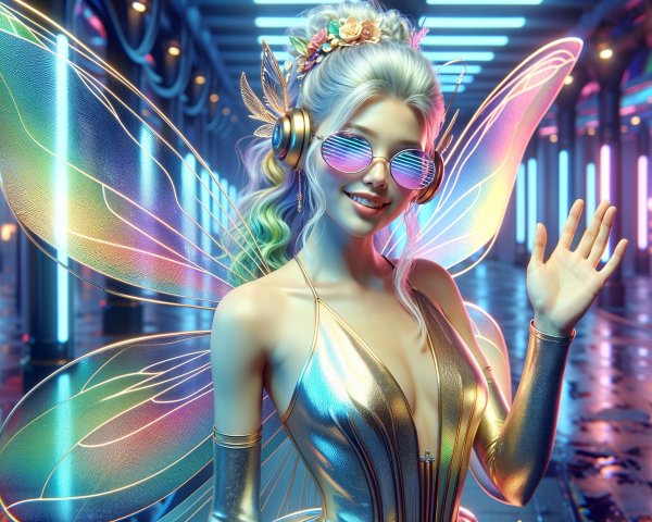 Hyperrealistic Digital Painting of a Futuristic Fairy