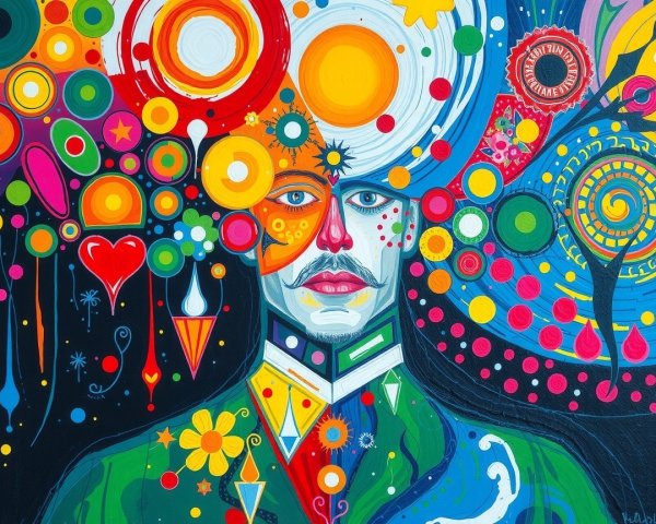 Vibrant Abstract Portrait with Colorful Elements