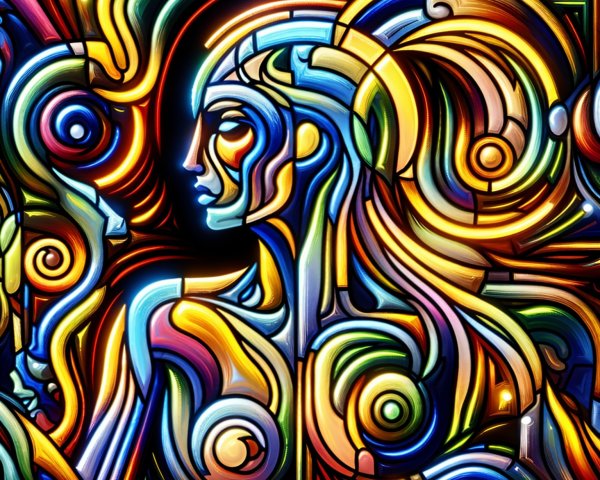 Vibrant Abstract Art of Intertwined Human Figures