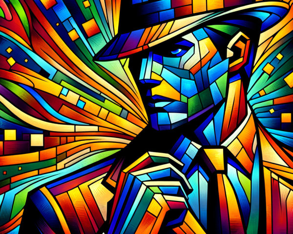 Abstract Portrait of a Man in Fedora and Suit