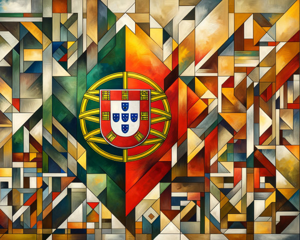 Abstract Composition with Portuguese Flag and Colors