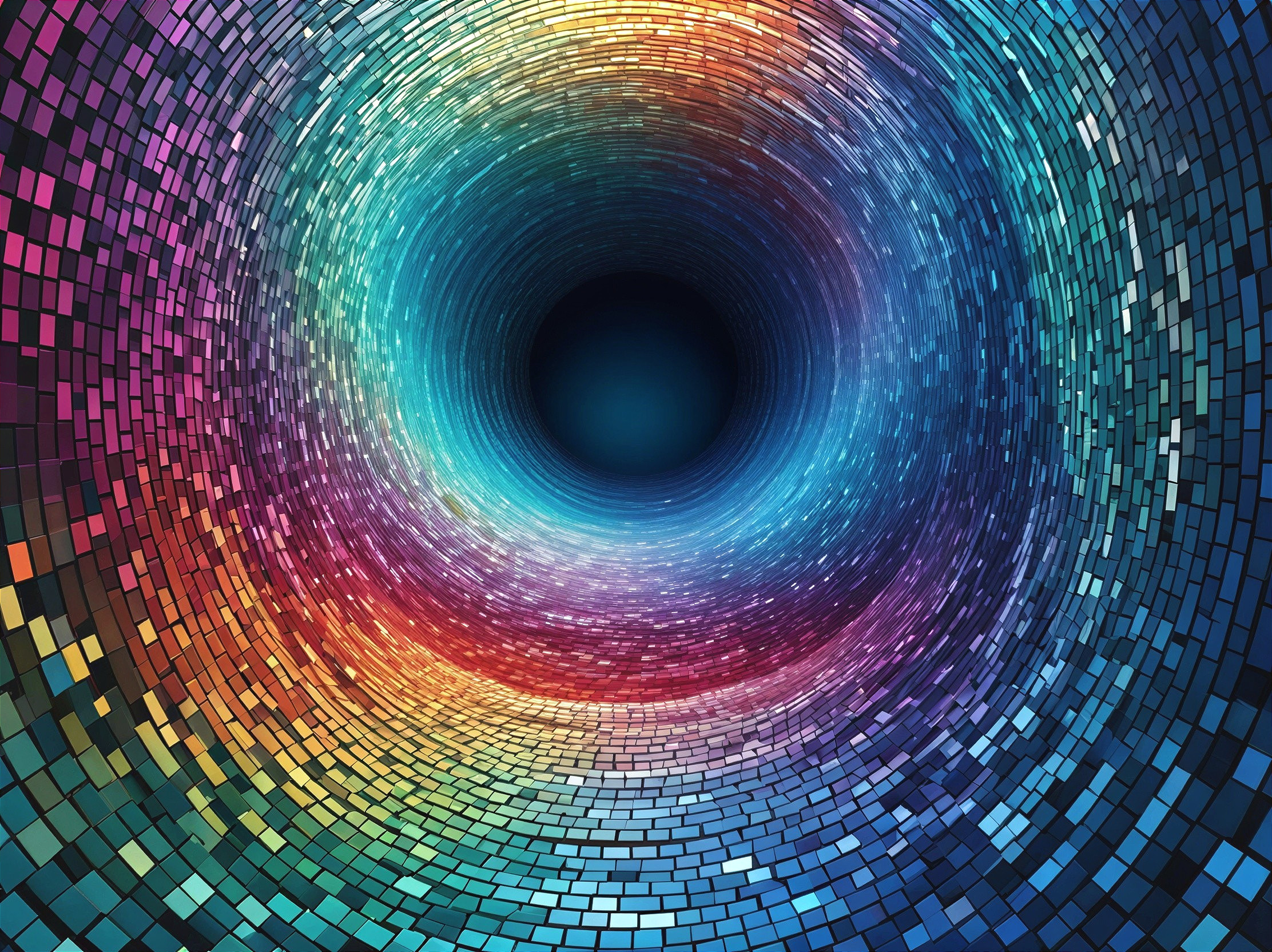 Colorful Pixelated Swirling Tunnel with Depth Effects