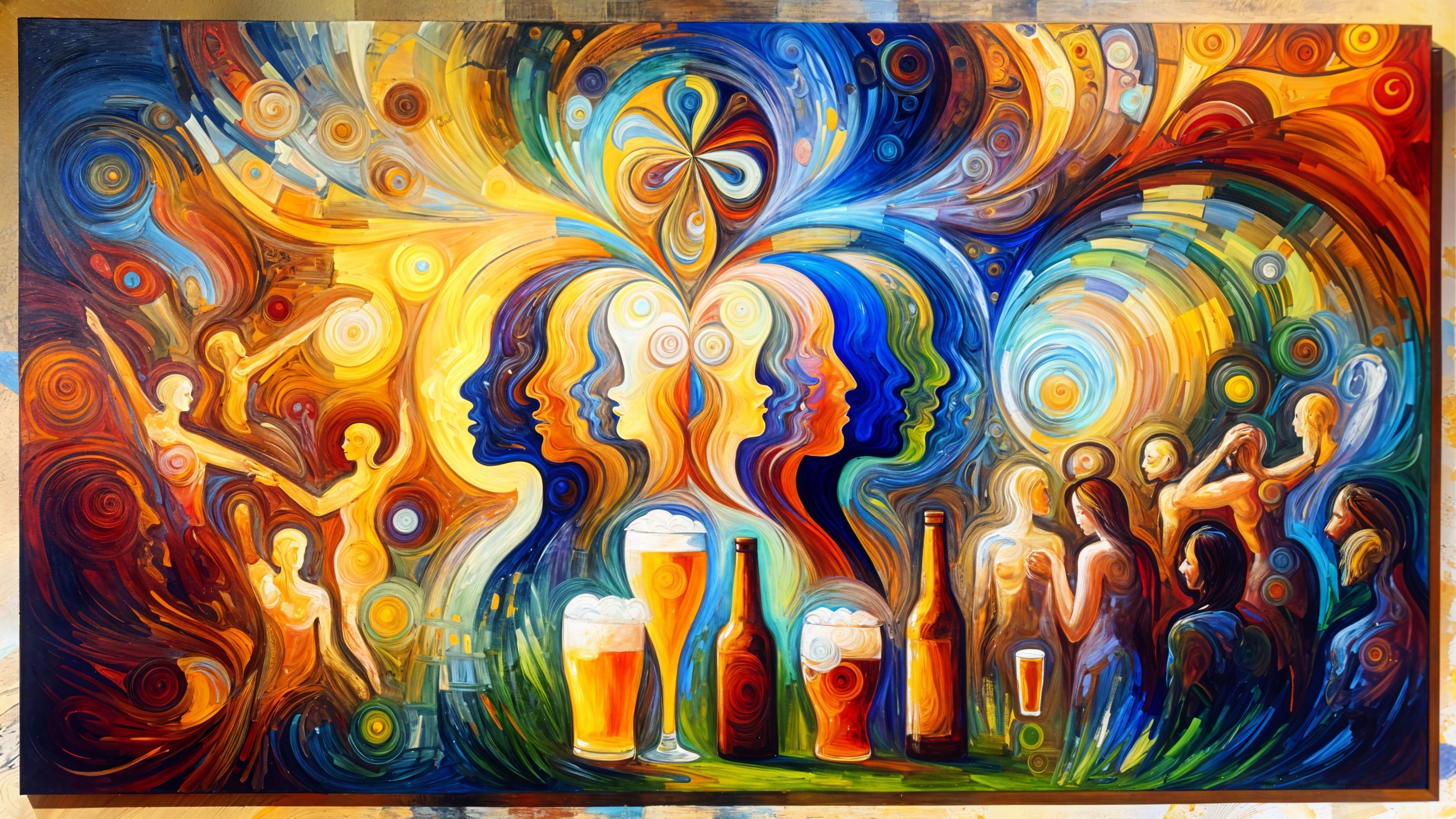 Vibrant Composition of Facing Profiles and Celebration