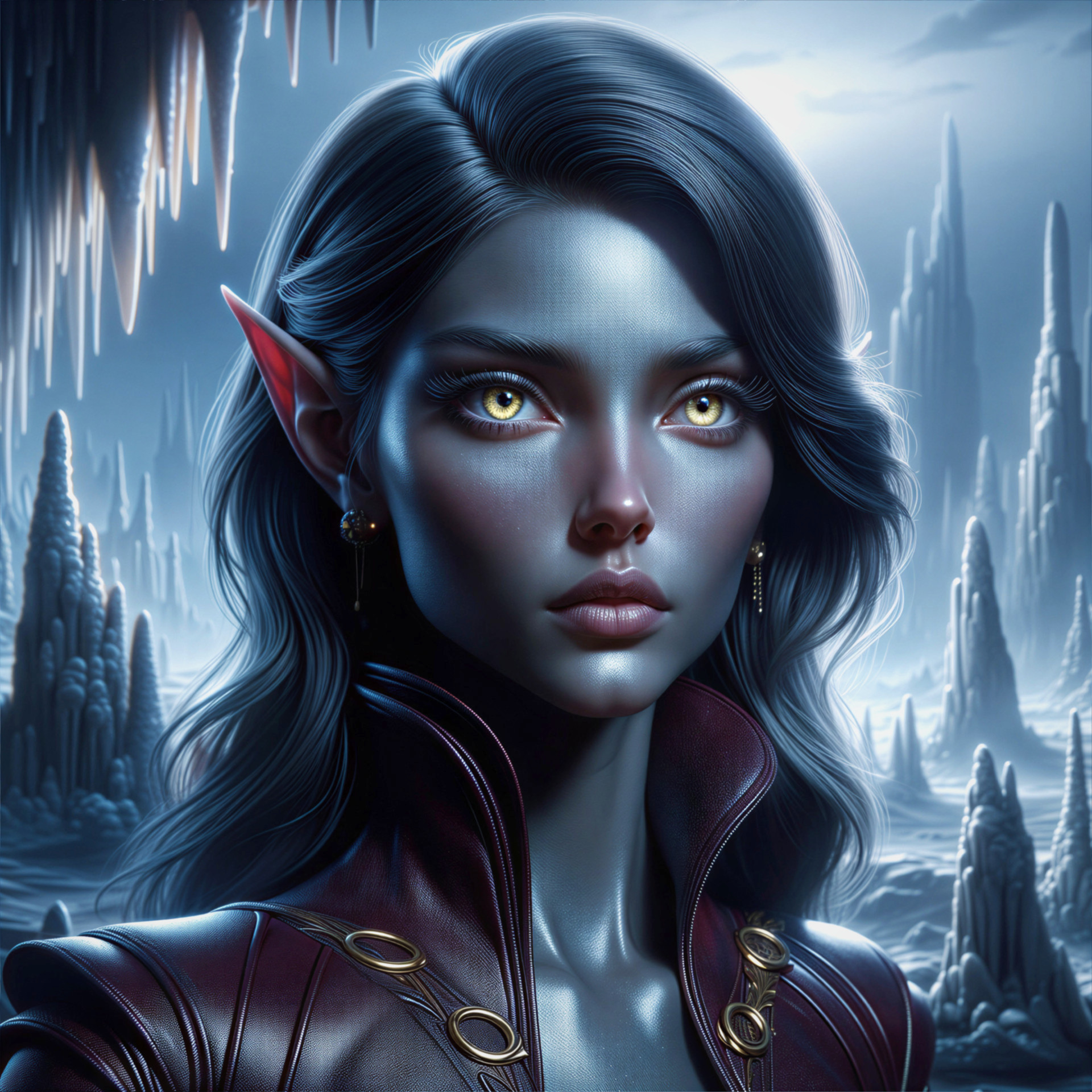 Fantasy Portrait of Elven Woman in Mystical Landscape