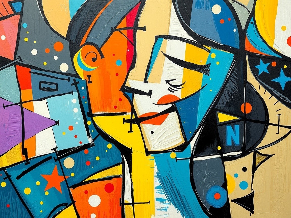 Abstract Composition with Bold Colors and Shapes