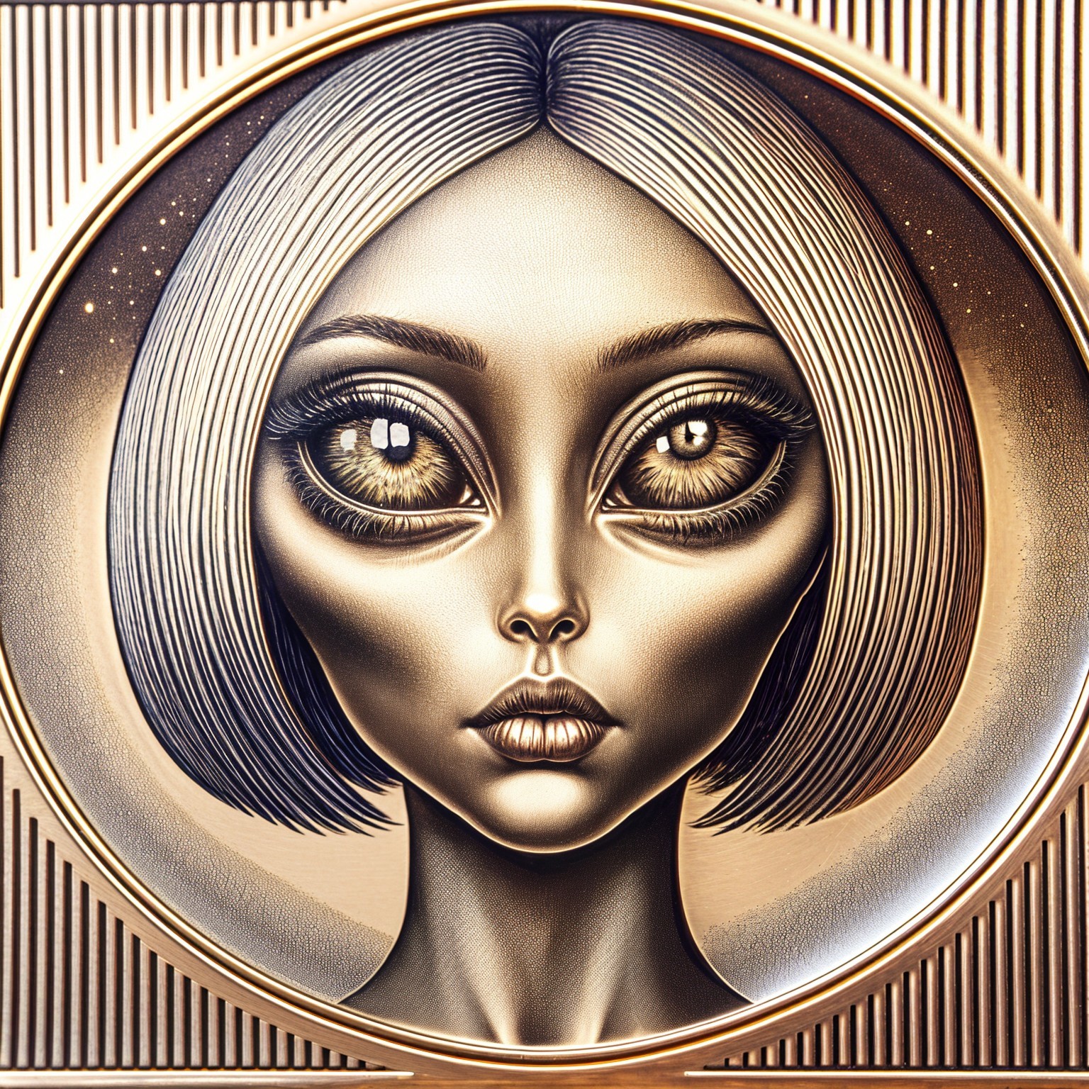 Stylized Portrait of a Woman with Ethereal Features